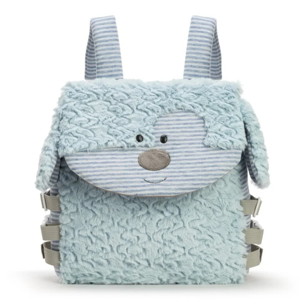Demdaco “Pippin the Puppy” Buckle and Snap Backpack Tactile Plush Dog Bag Kids